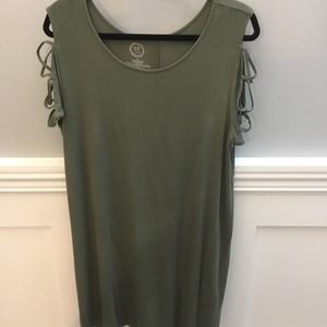 Olive dress with strap sleeves